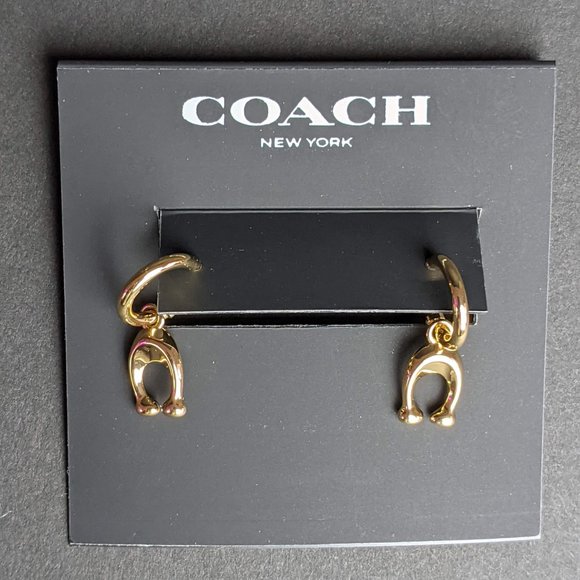 NWT Coach 359753 C Charm Huggie Earrings - Picture 2 of 11